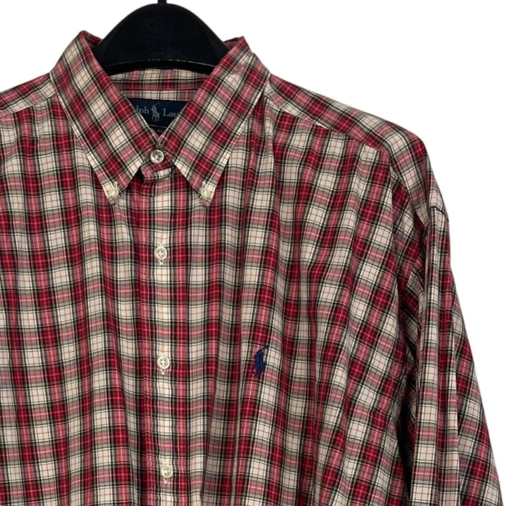 Polo Ralph Lauren Blake Mens XL Relaxed (Fits 2XL) Cotton Button Down Red Plaid